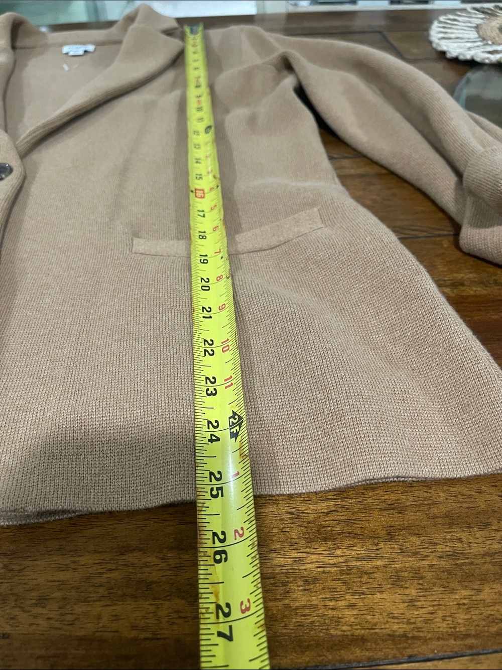 J. Crew Factory Acorn Camel One Button Knit Schoolboy sweater Blazer Cardigan M - Picture 9 of 12